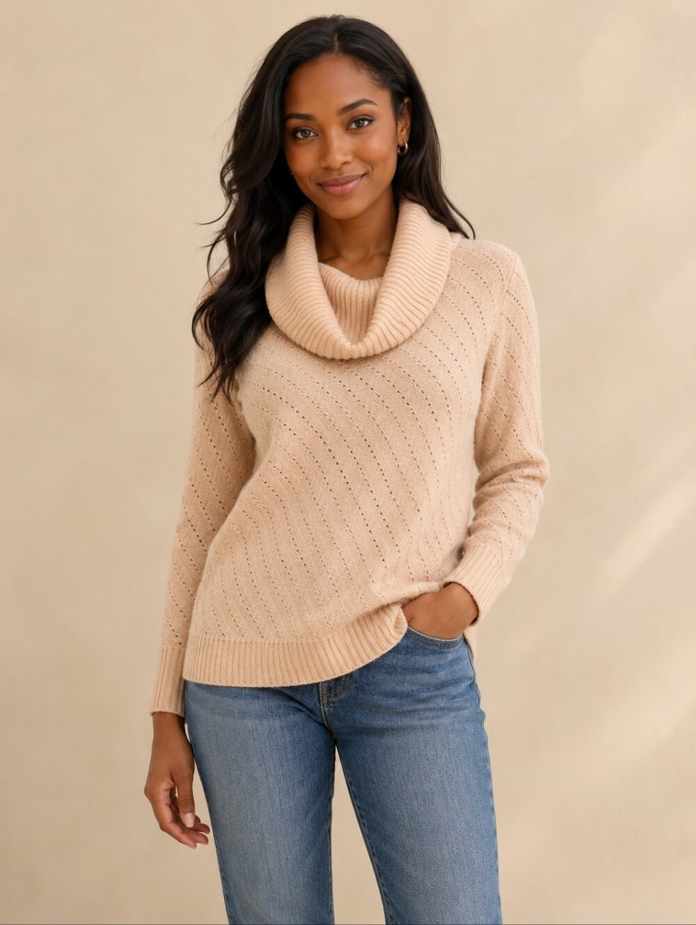 ❤ WHITE HOUSE BLACK MARKET WOOL BLEND COWL NECK SWEATER, XS